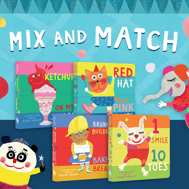 Mix-and-Match, our series of four books, including 'Red Hat, Pink Boots' and 'Bruno Builder Bakes Bread'